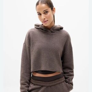 Athleta cropped Brown Waffle Hoodie